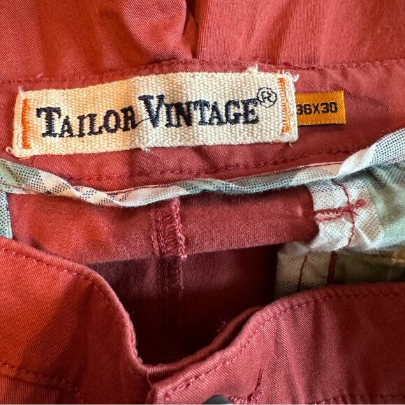Tailor Vintage Red Slim Fit Stretch Fabric Pants in Canyon Red Sz 36 x‎ 30 NEW - Picture 6 of 10